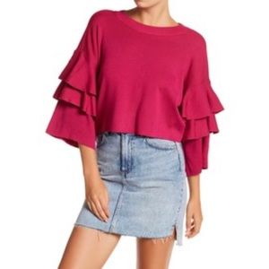Elodie Soft Triple Ruffled Sleeve Sweater Top